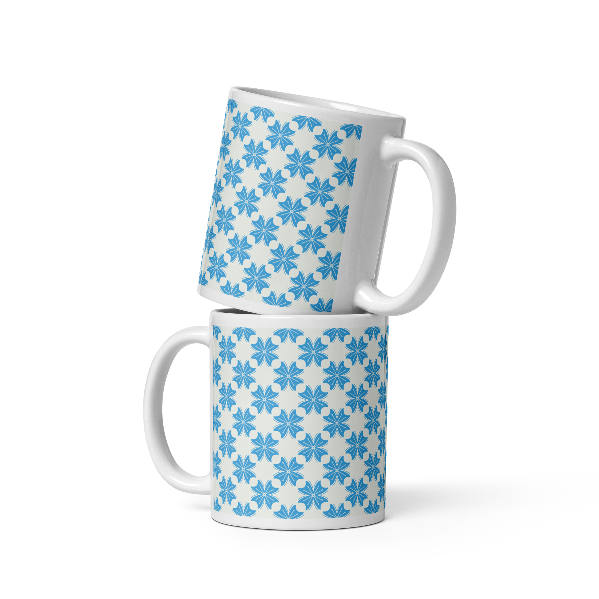 Blue Flower Glossy Mug