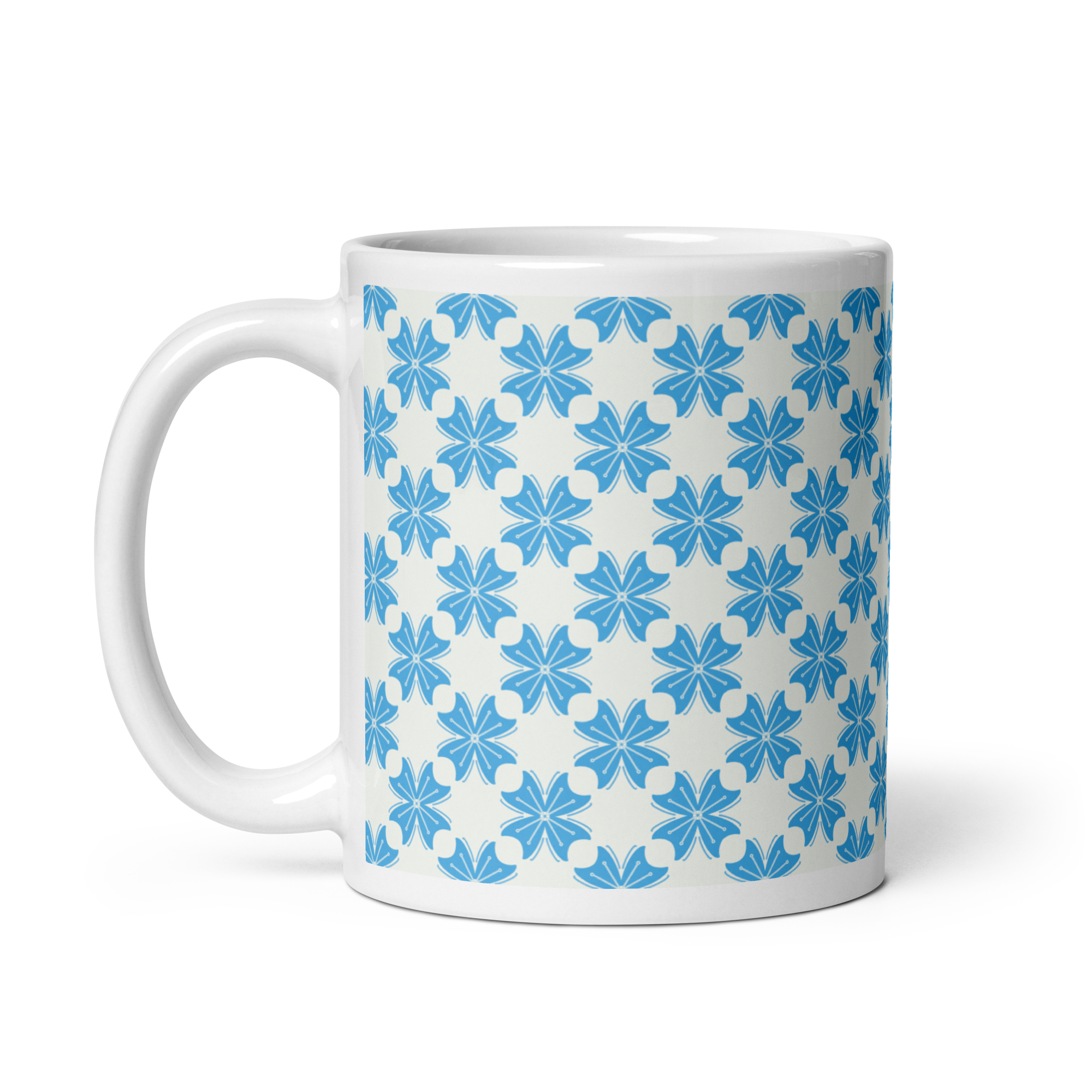 Blue Flower Glossy Mug