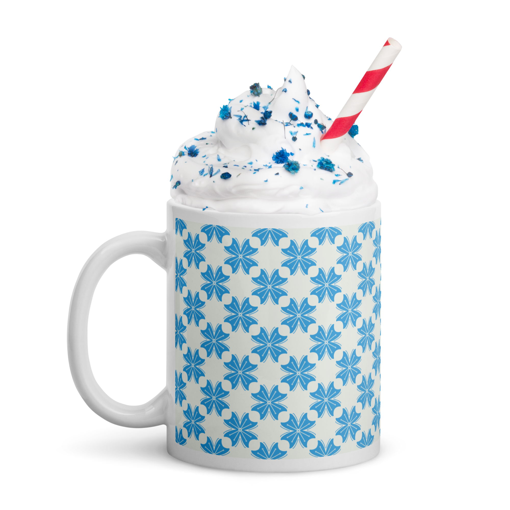 Blue Flower Glossy Mug