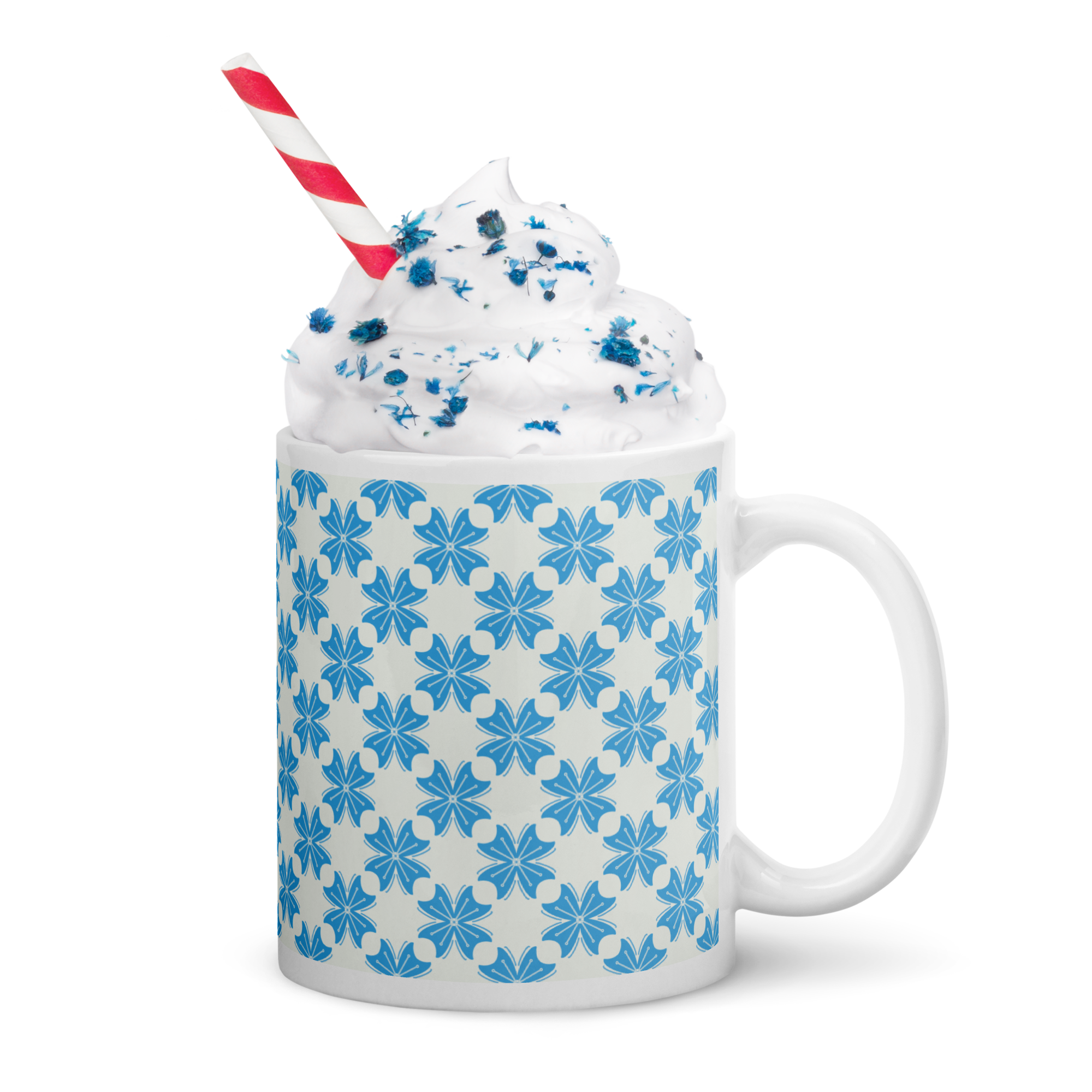 Blue Flower Glossy Mug