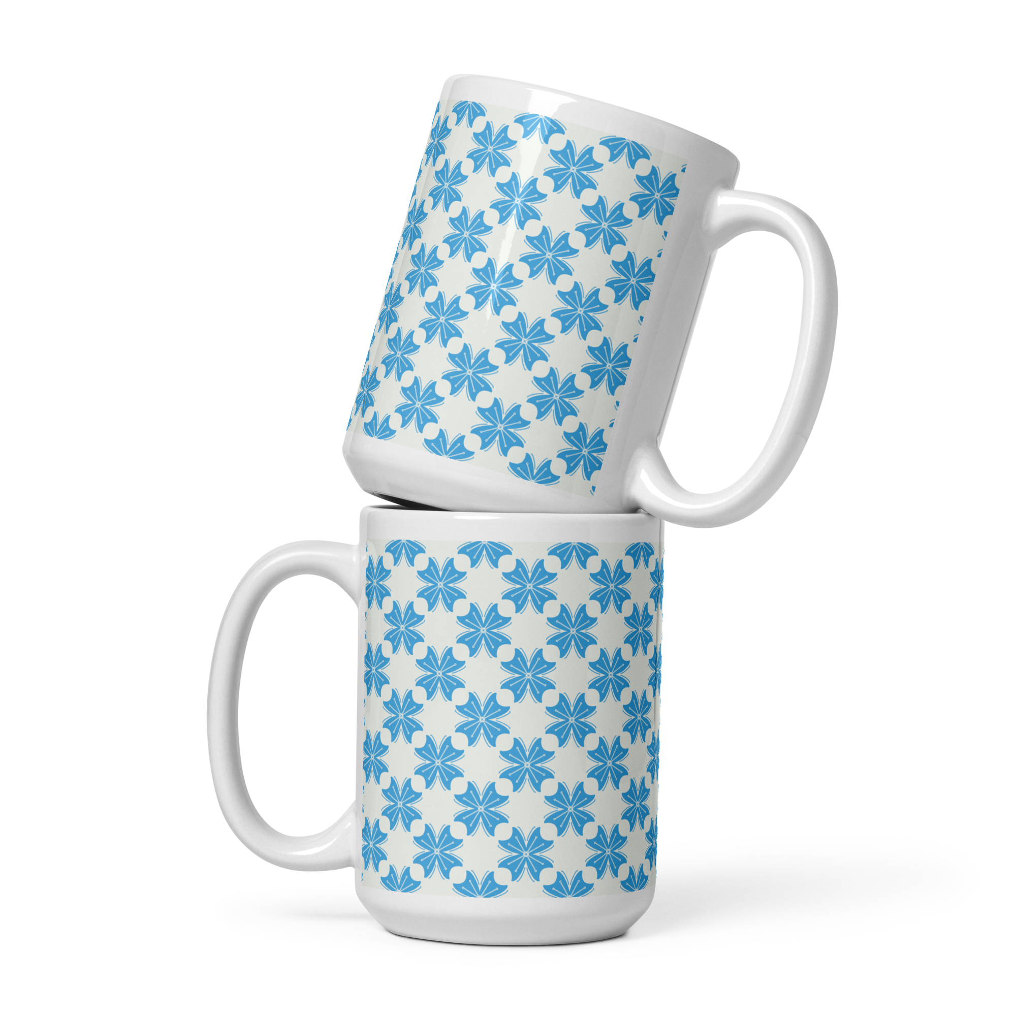Blue Flower Glossy Mug