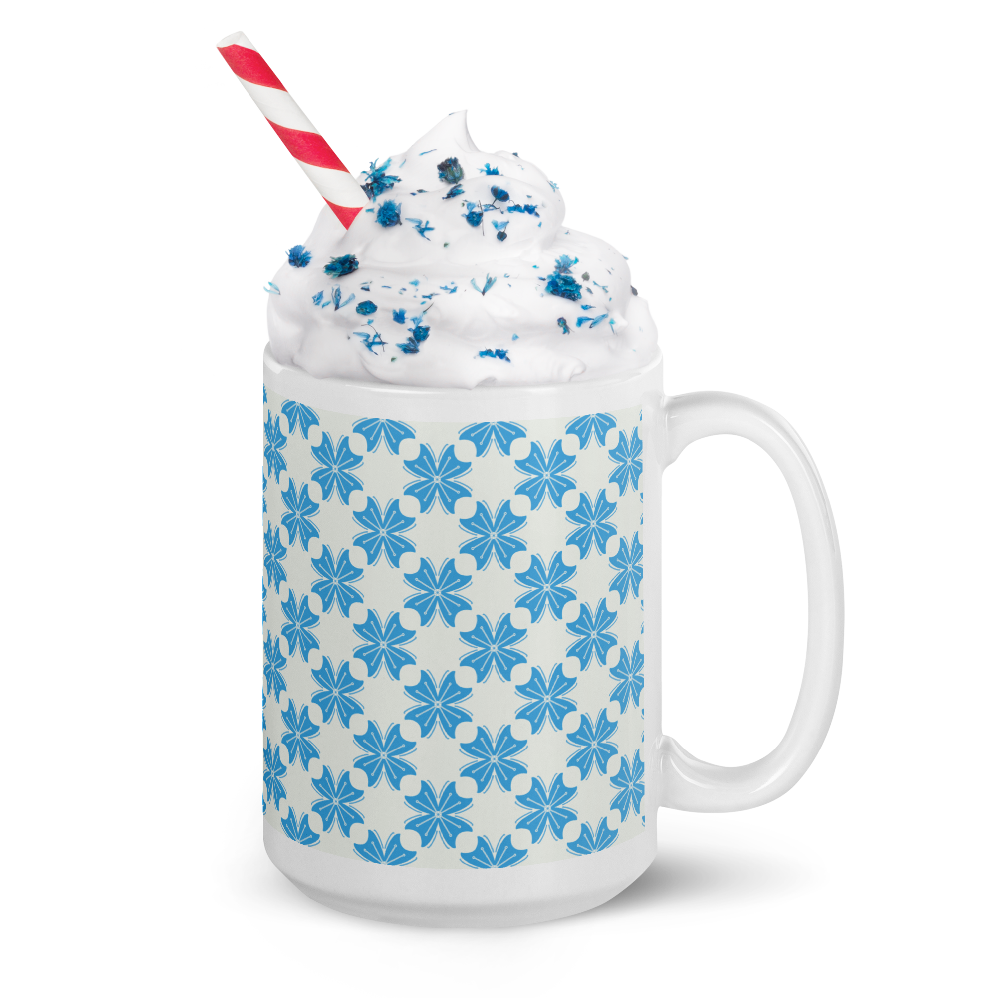 Blue Flower Glossy Mug