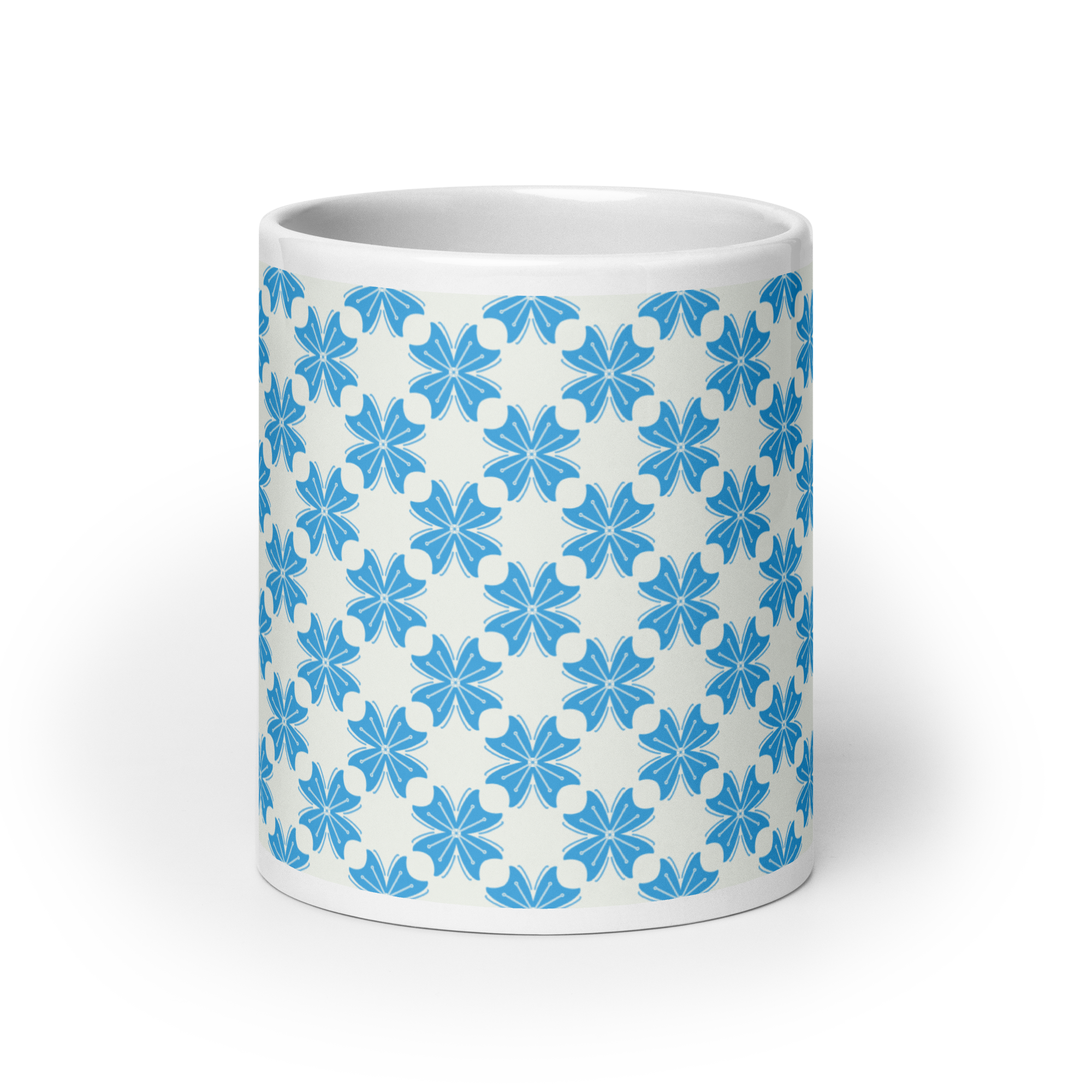 Blue Flower Glossy Mug