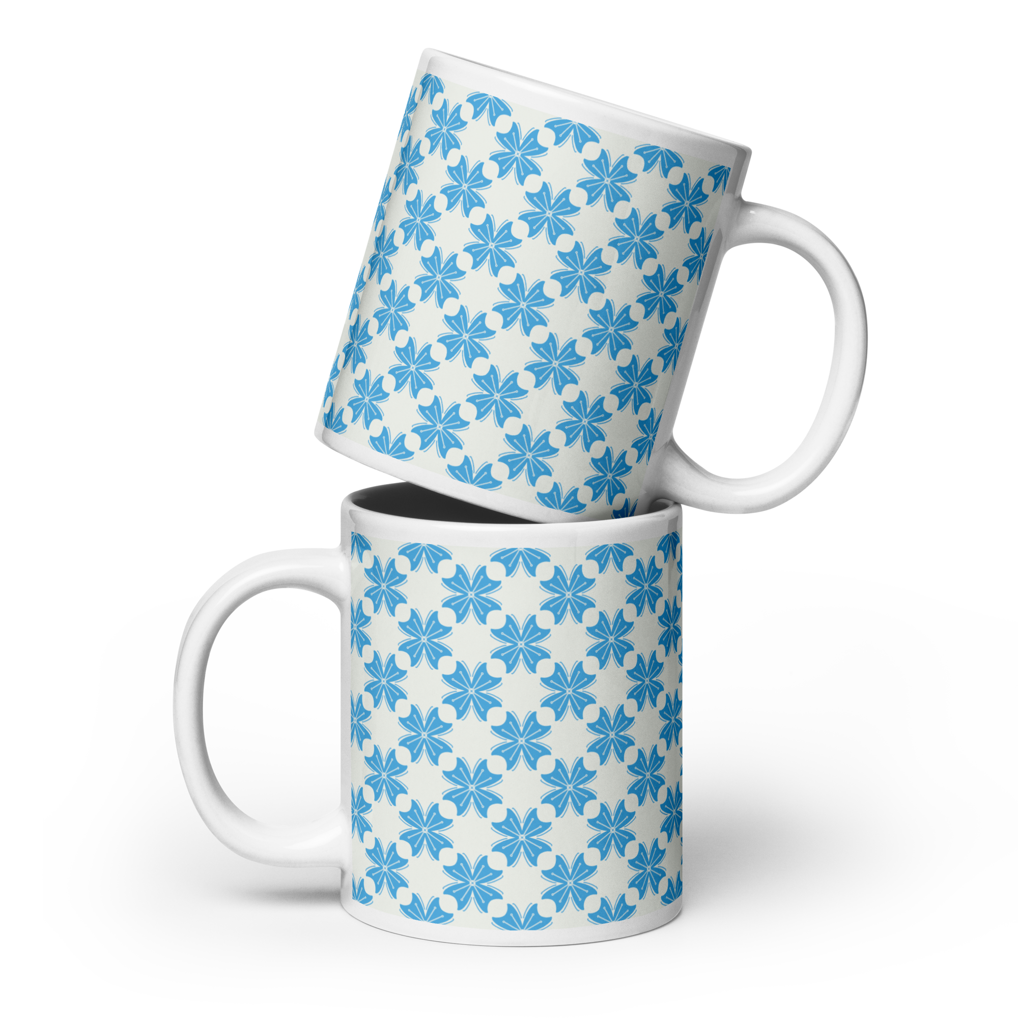 Blue Flower Glossy Mug