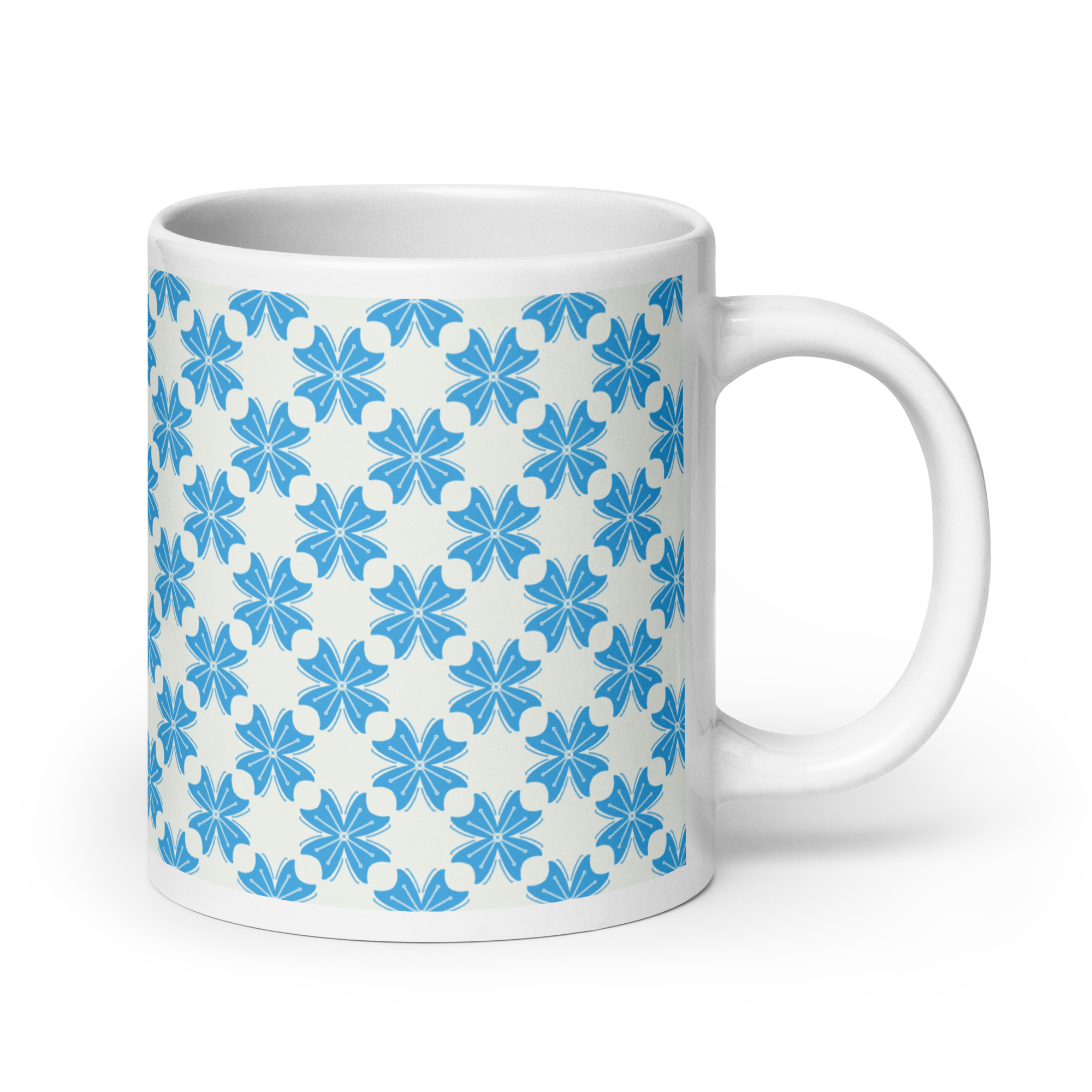Blue Flower Glossy Mug