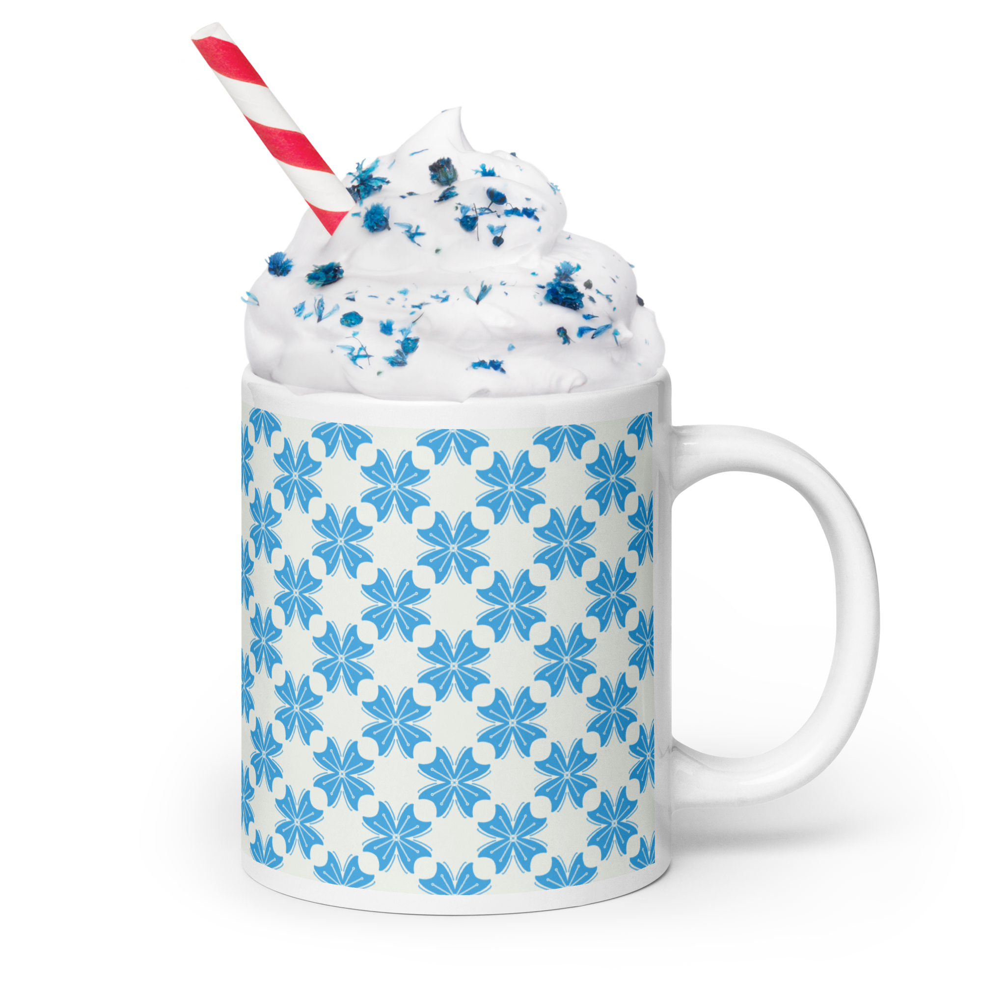 Blue Flower Glossy Mug