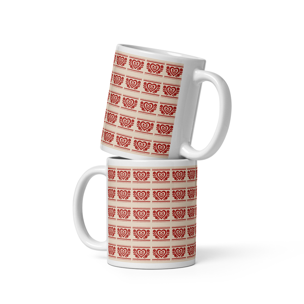Folk Heart Glossy Mug