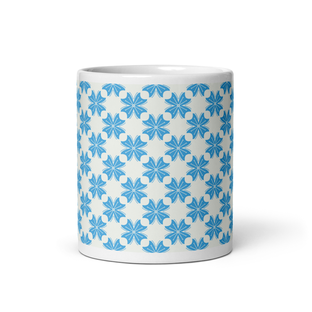 Blue Flower Glossy Mug