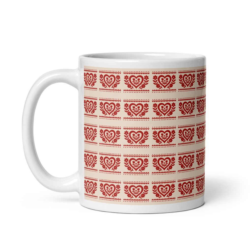Folk Heart Glossy Mug