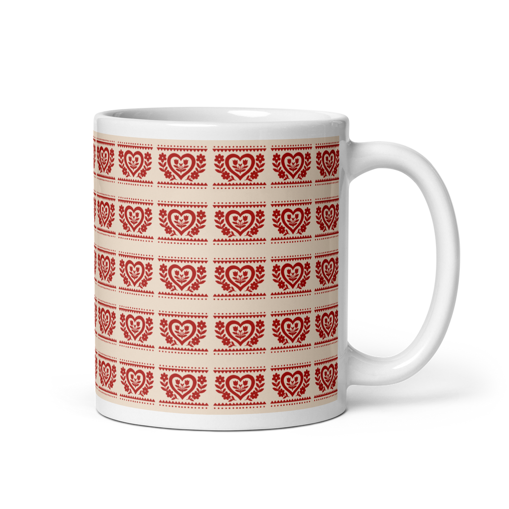 Folk Heart Glossy Mug