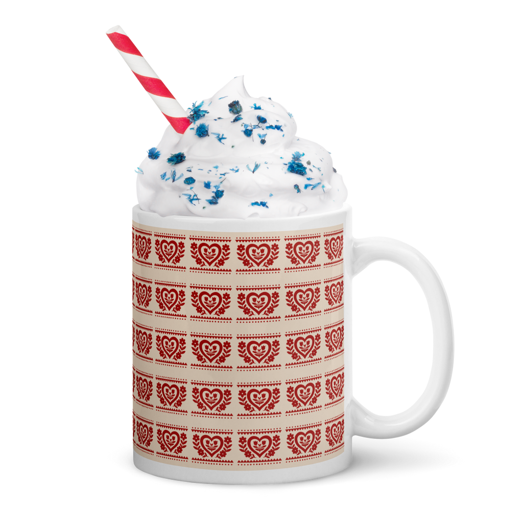 Folk Heart Glossy Mug
