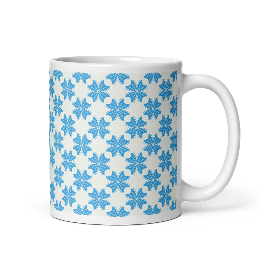 Blue Flower Glossy Mug