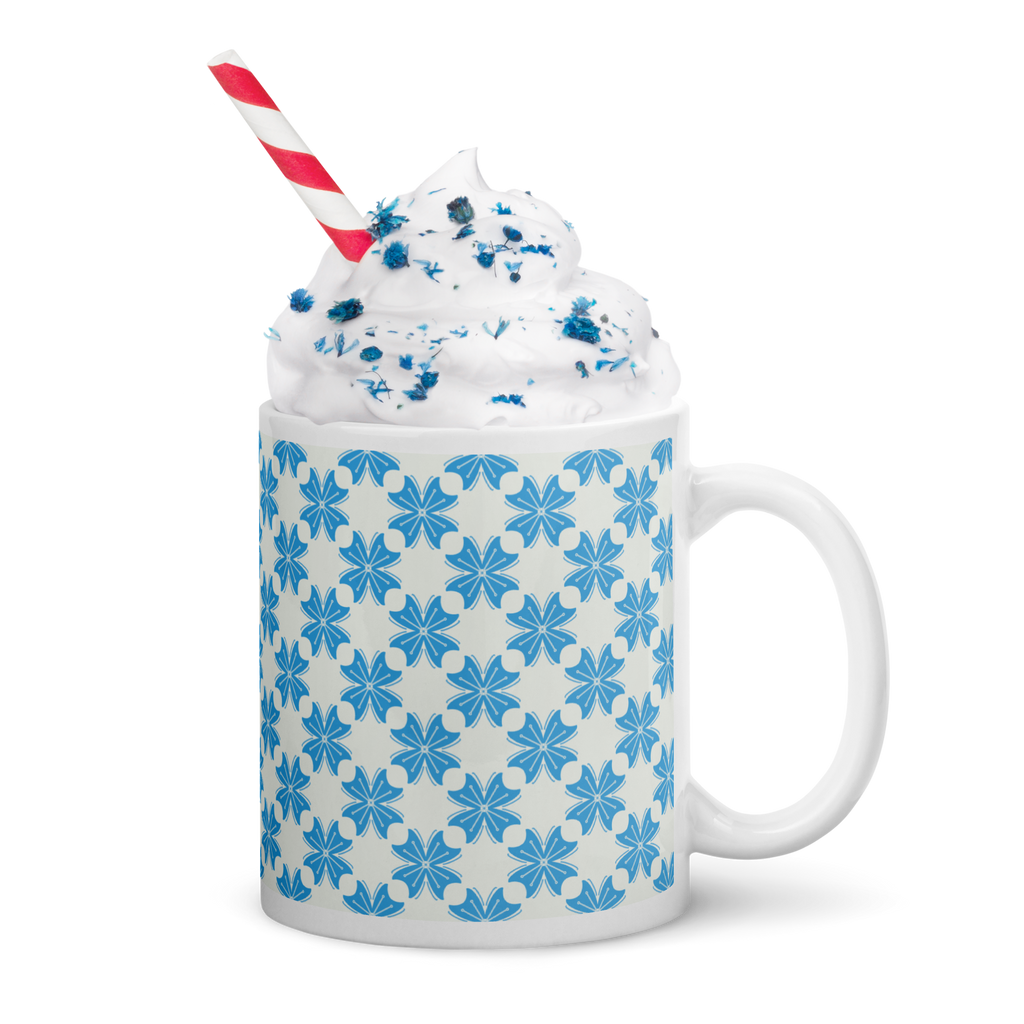 Blue Flower Glossy Mug
