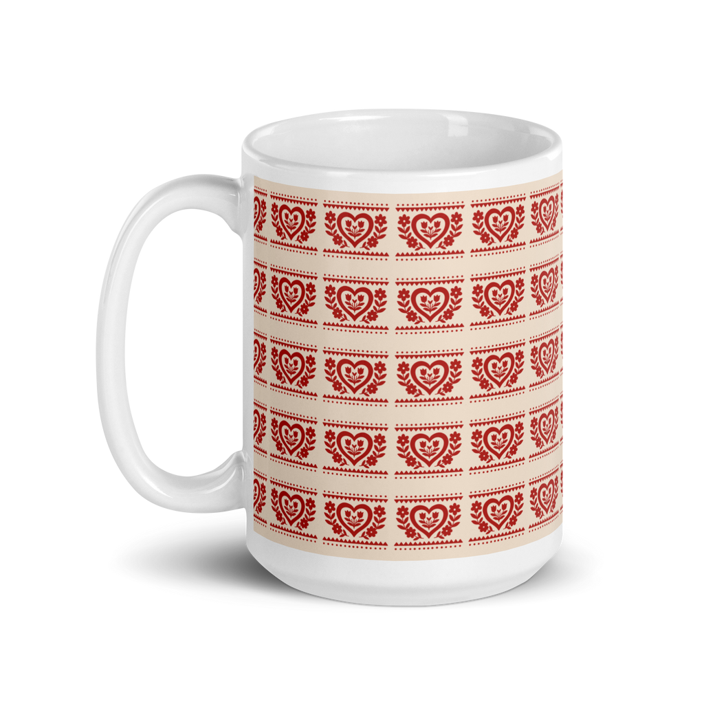 Folk Heart Glossy Mug