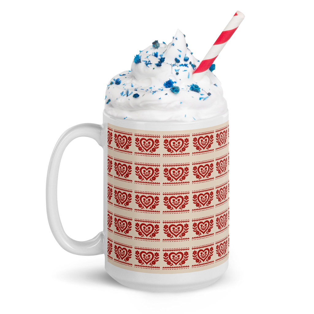 Folk Heart Glossy Mug