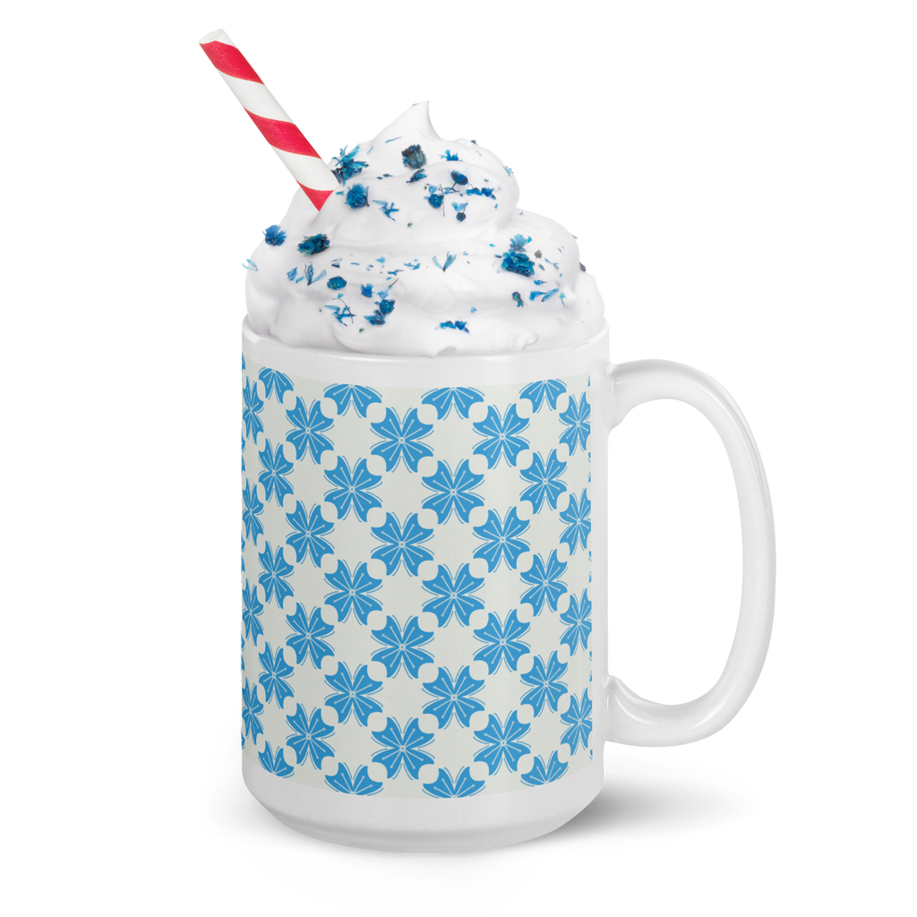 Blue Flower Glossy Mug