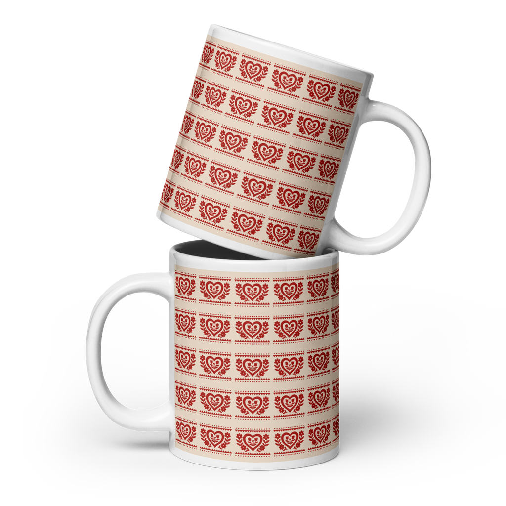 Folk Heart Glossy Mug