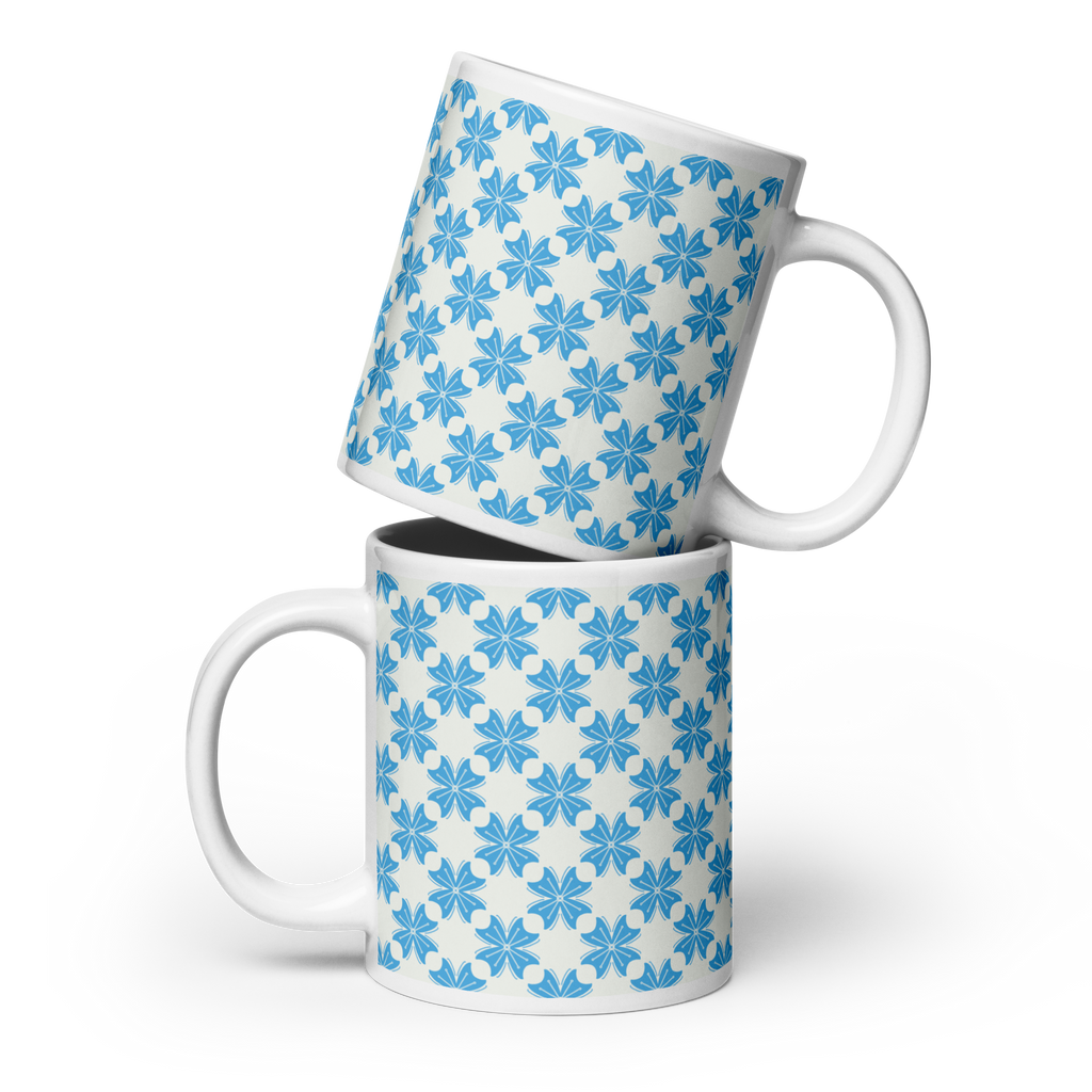Blue Flower Glossy Mug