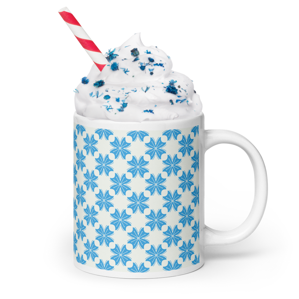 Blue Flower Glossy Mug